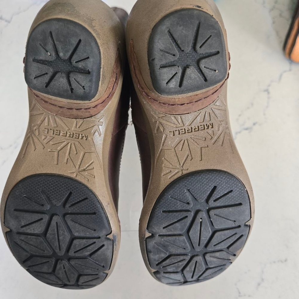 Women's Merrell Brown Leather Heeled Boots with Tan Straps US 8 - Picture 9 of 12